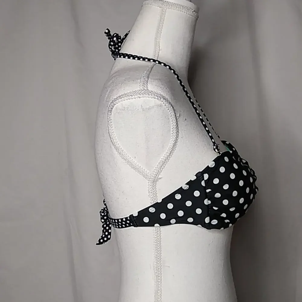 California Waves Black/White Polka Dot Bikini Top